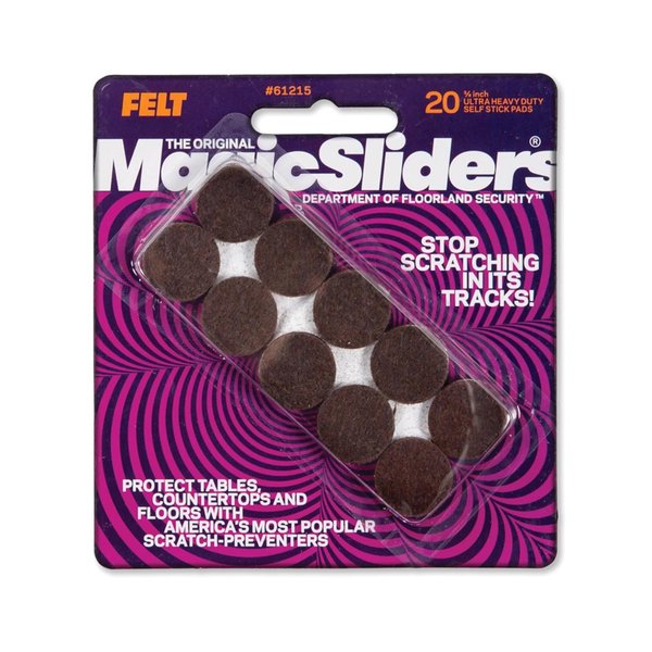 Magic Sliders Felt Self Adhesive Protective Pads Brown Round 3/4 in. W X 3/4 in. L , 20PK 61215
